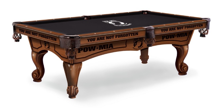 8' maple pool table with engaving